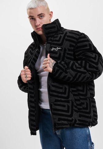 JM233-016-1 SJ Script Logo Geometric Aop Puffer Jacket