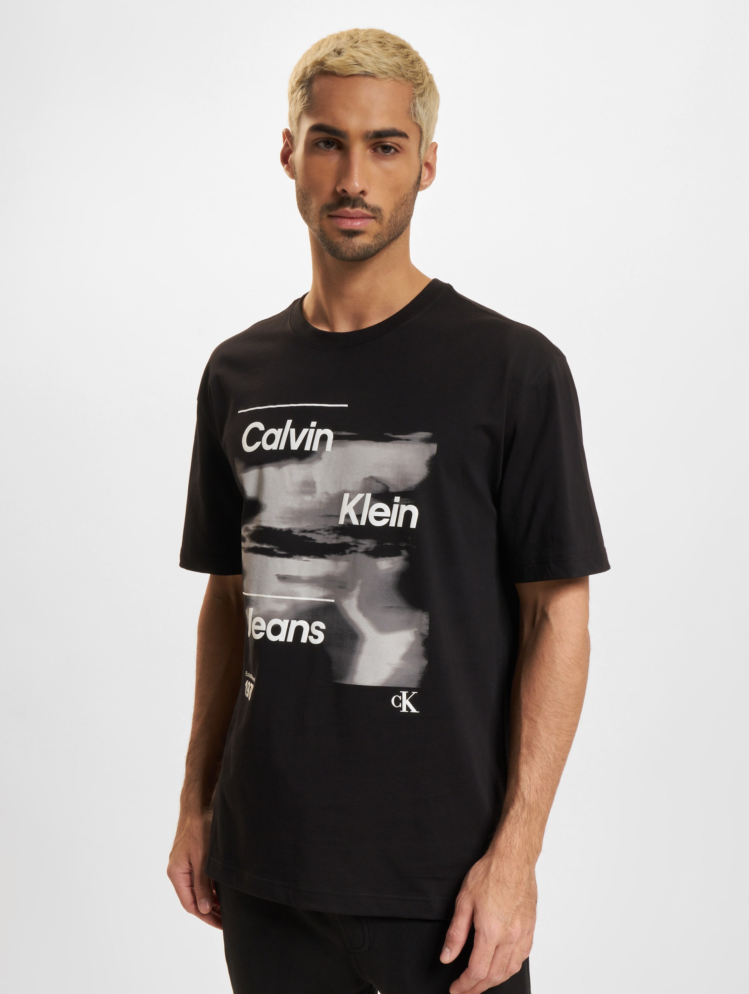 Calvin Klein Jeans Diffused Logo T-Shirt Mannen op kleur zwart, Maat XXL