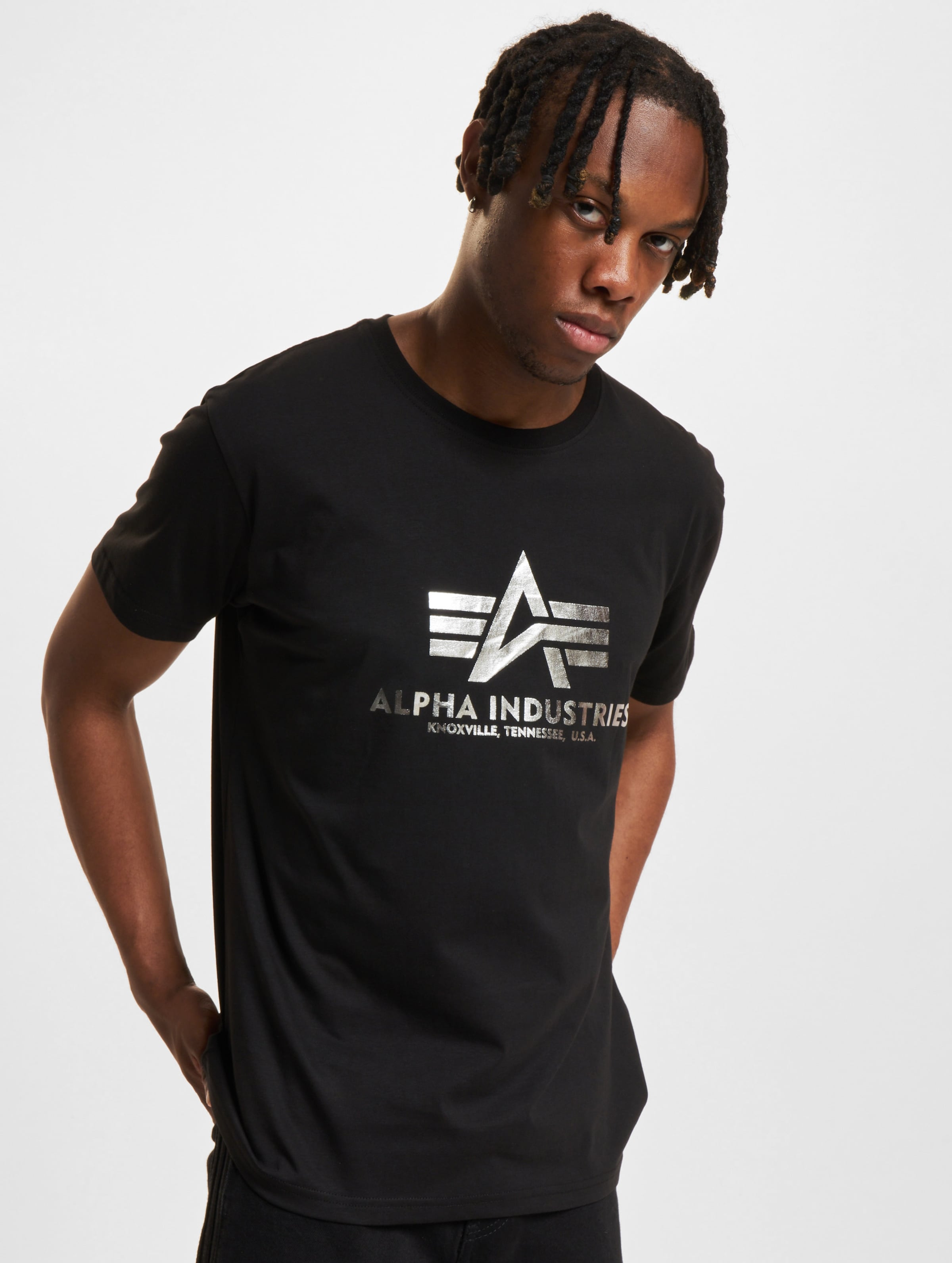 Alpha Industries Basic Foil Print T-Shirt Männer,Unisex op kleur zwart, Maat M