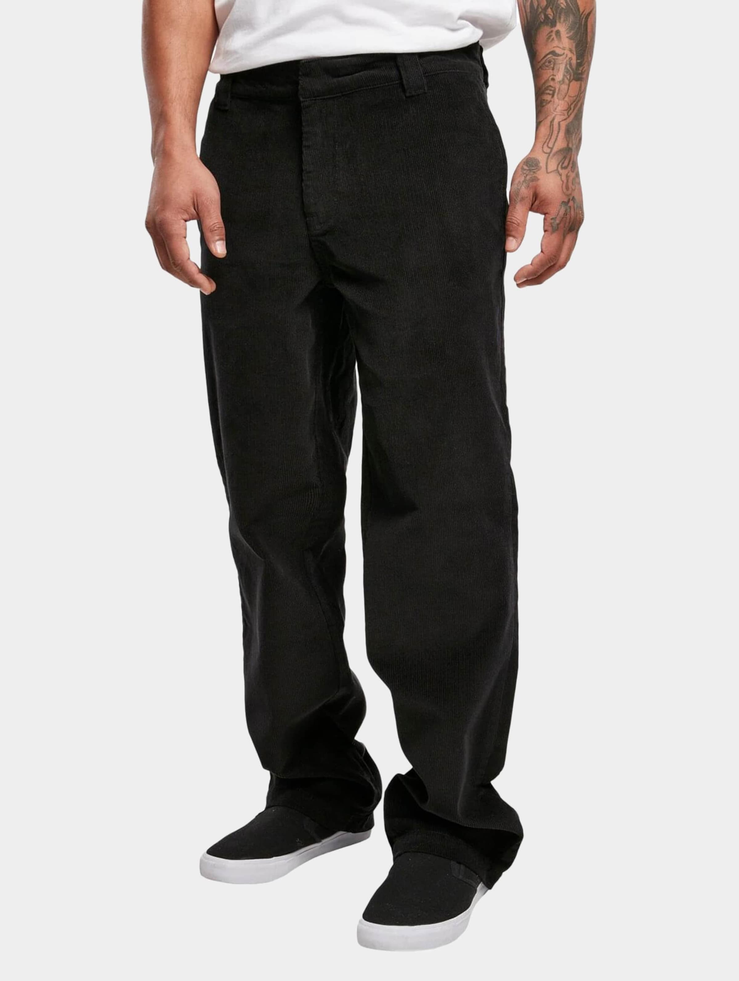 Urban Classics Broek rechte pijpen -Taille, 38 inch- Corduroy Workwear Zwart