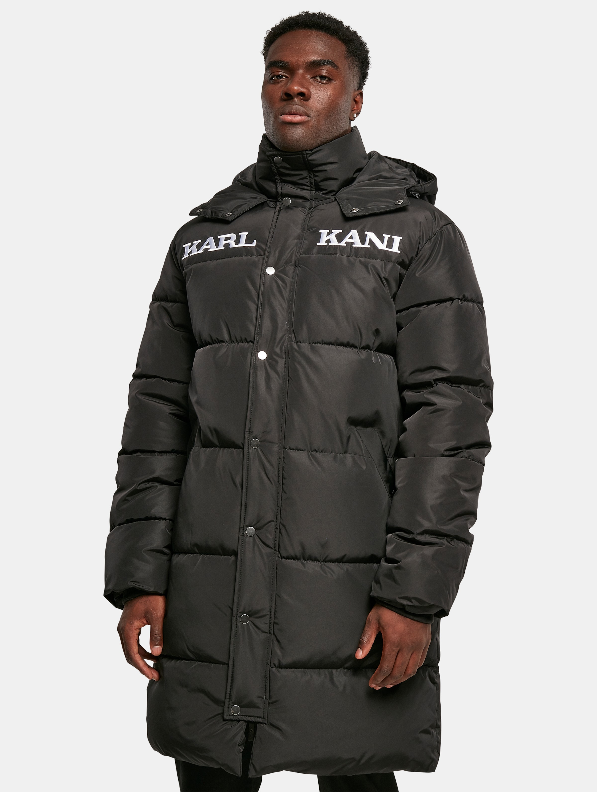 Karl Kani Retro Hooded Long Puffer Jacket Männer,Unisex op kleur zwart, Maat L