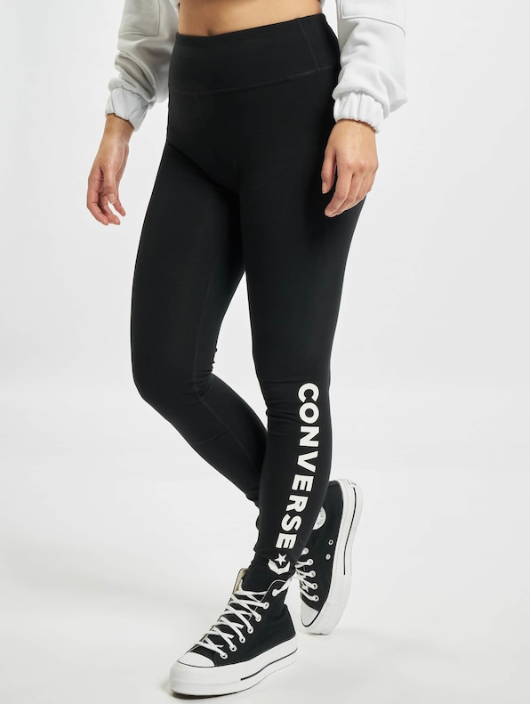 Wordmark cotton mix leggings with high waist, black, Converse