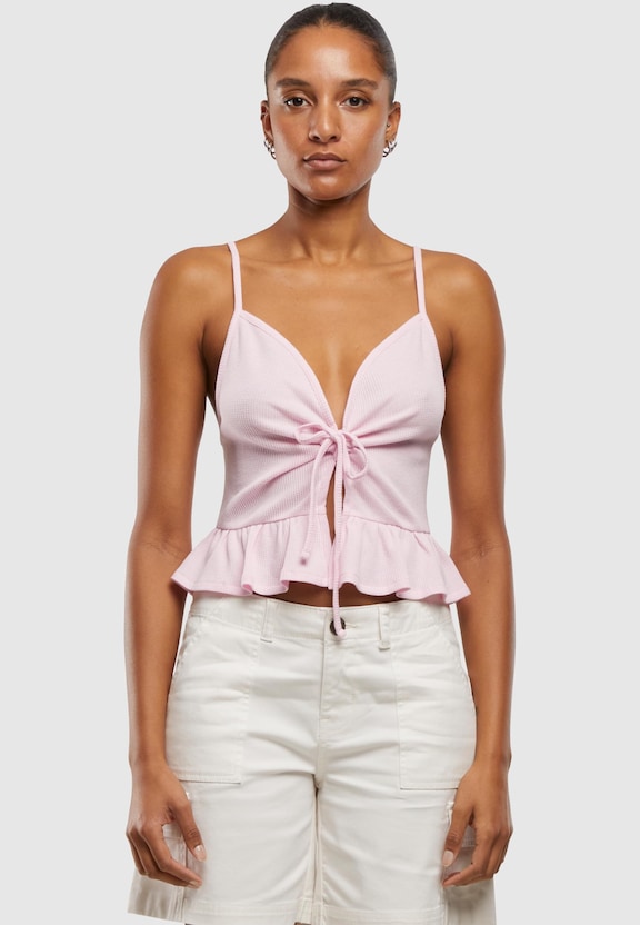 Ladies Waffle Pique Ruffle Top-2