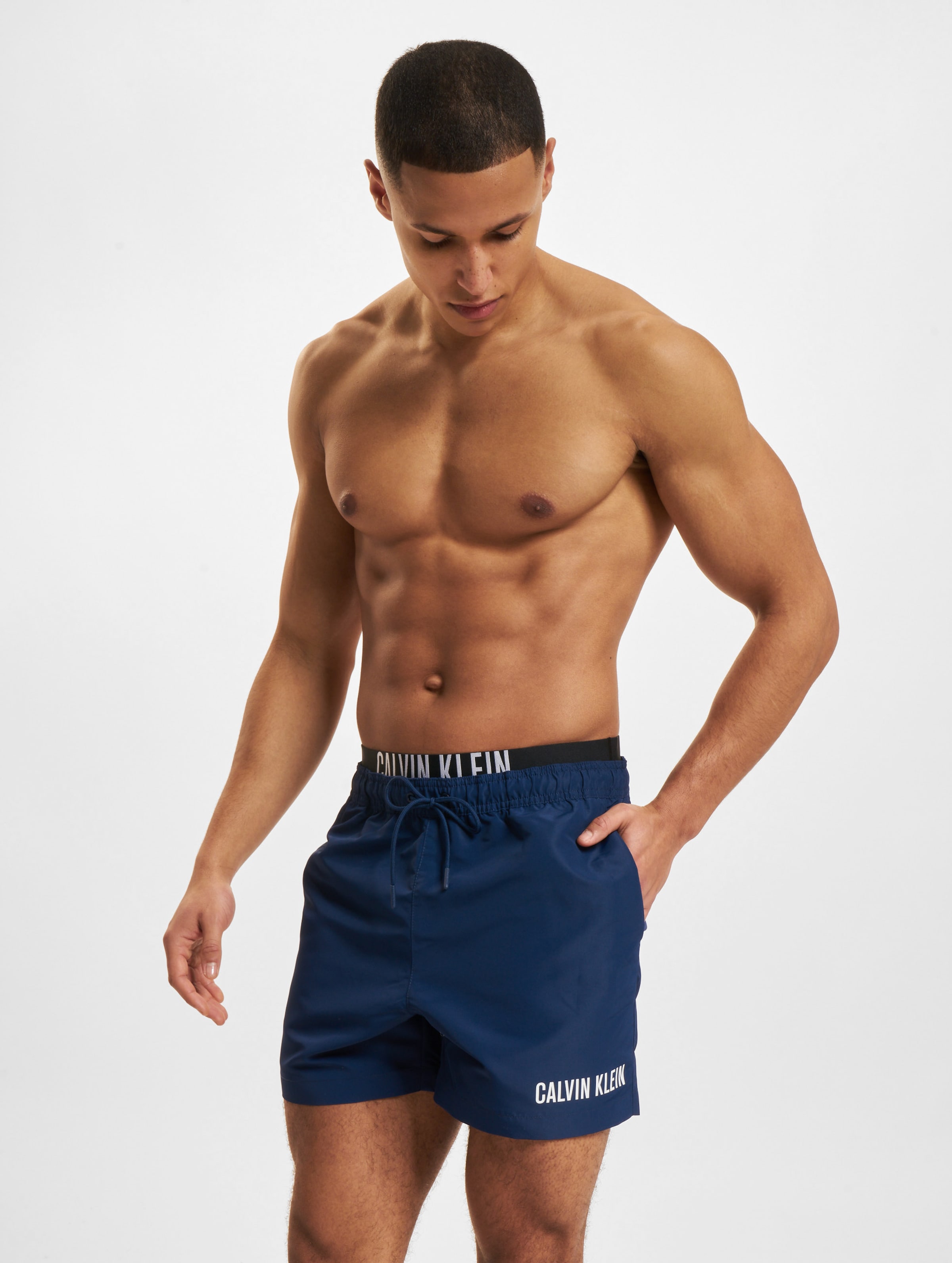 Calvin Klein Medium Double Waistband Swim Shorts Mannen op kleur blauw, Maat XL