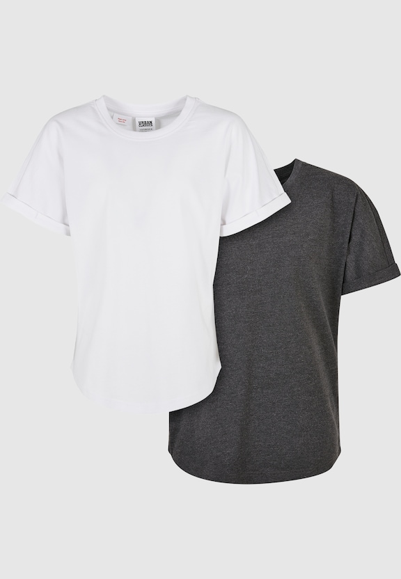 Urban Classics Boys Long Shaped Turnup 2-Pack T-Shirt-0