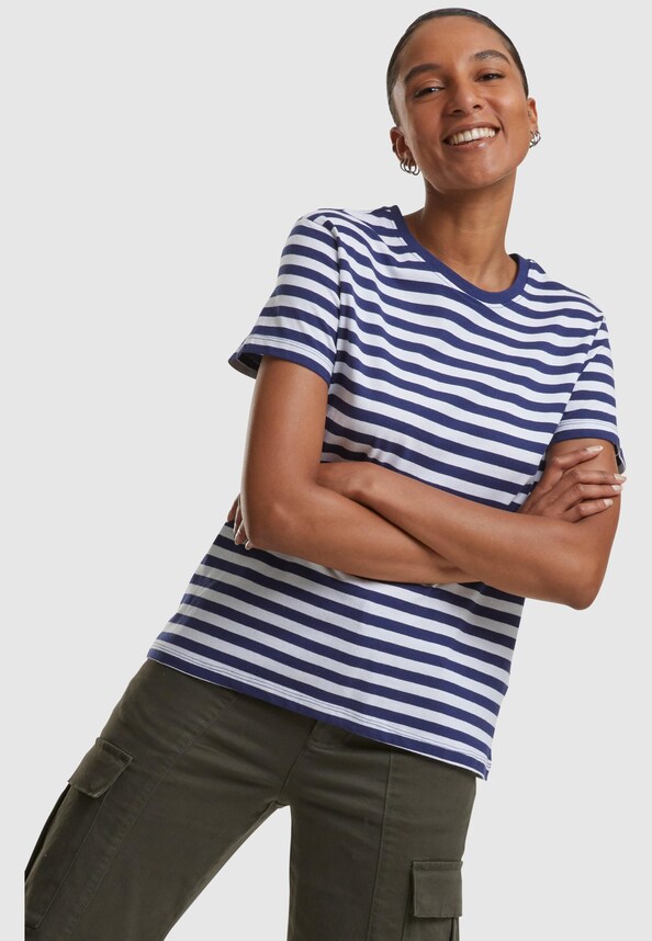 Ladies Regular Striped Tee-0