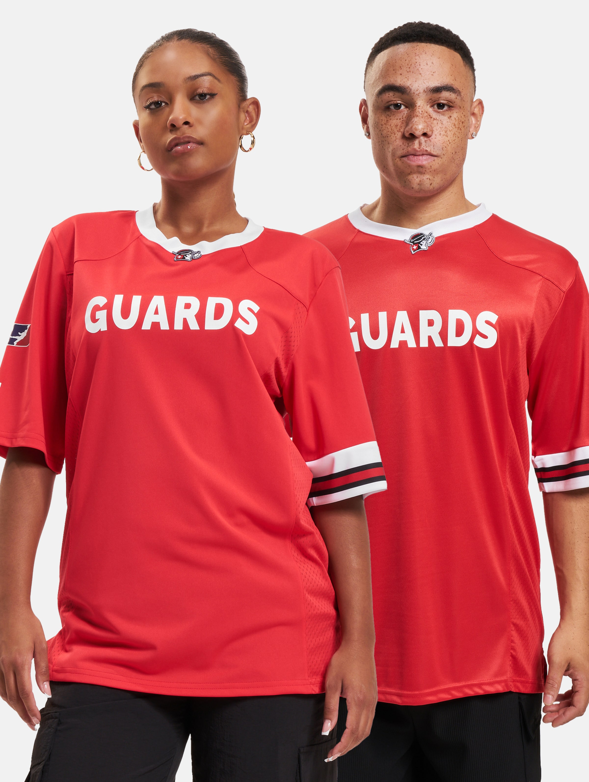 European League Of Football 1018 Helvetic Guards Authentic Game T-Shirt Vrouwen op kleur rood, Maat XL