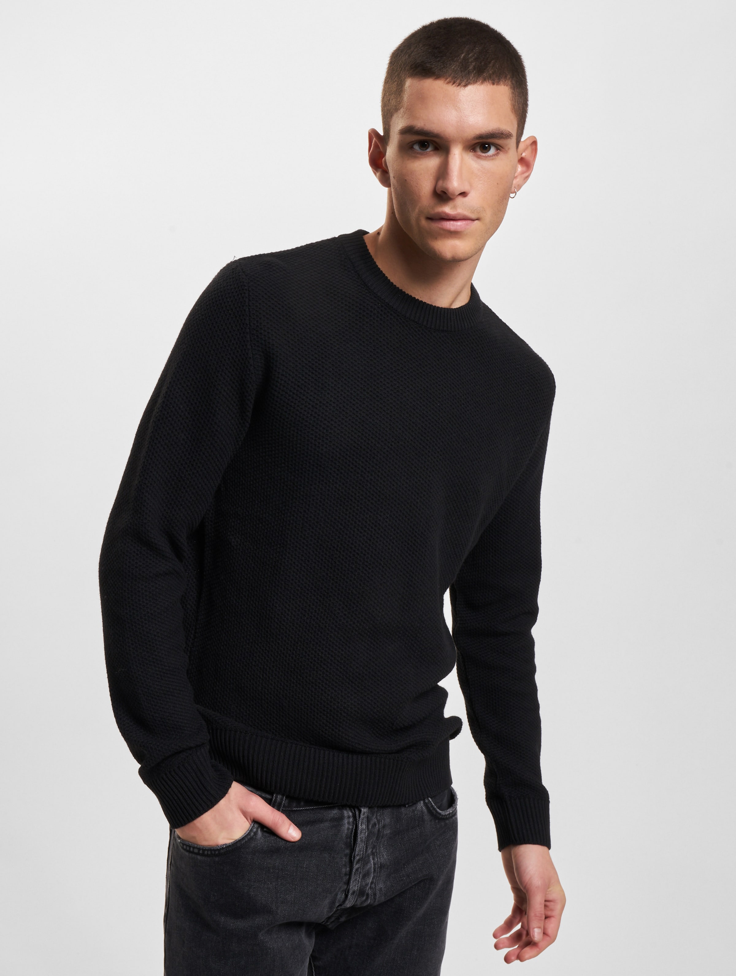 Jack & Jones Brody Knit Crew Neck Pullover Mannen op kleur zwart, Maat XL