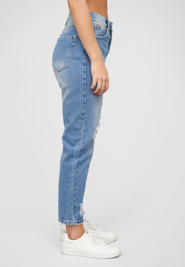 High-Waist Boyfriend Destroyed Jeans Hose 5-Pockets-3