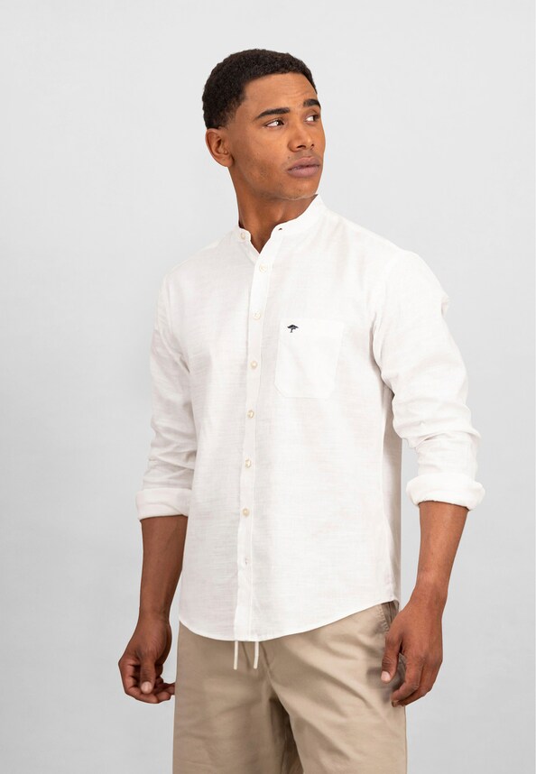 Cotton Linen Solid Stand-Up 1/1-0