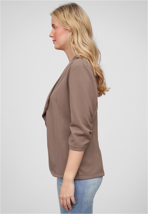 Cloud5ive Damen Blazer mit gerafften 3/4 Ärmeln und Strukturstoff-3