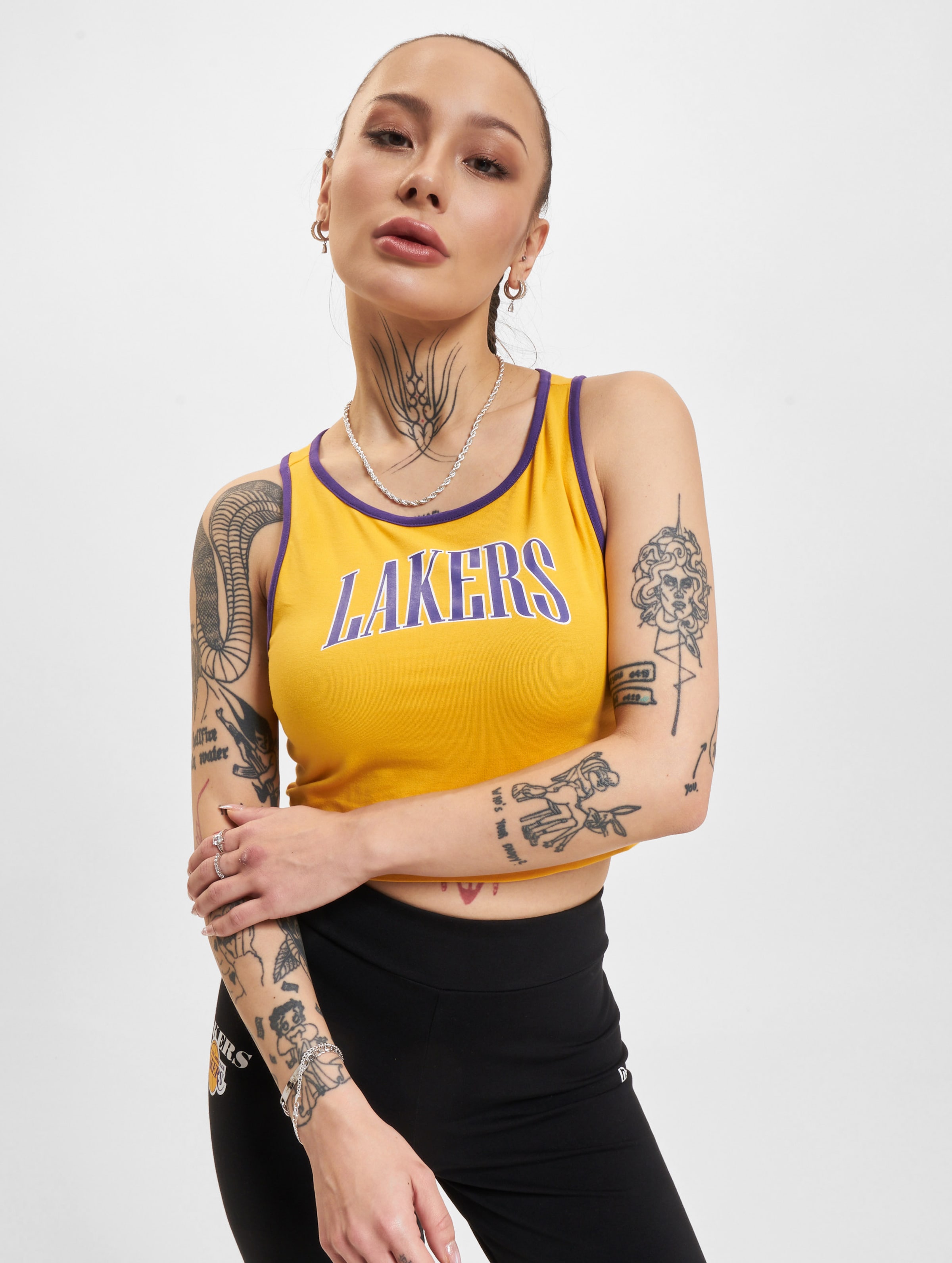 New Era NBA Team Wordmark LA Lakers Crop Tank Top Vrouwen op kleur geel, Maat L