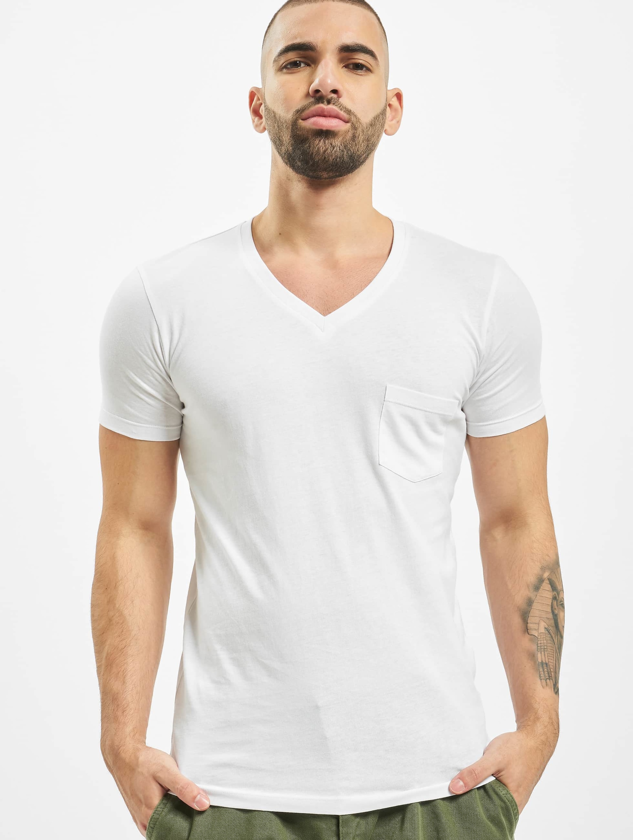 Urban Classics V-Neck Pocket Tee Männer,Unisex op kleur wit, Maat S