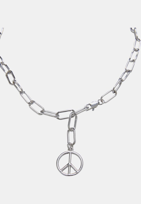Y Chain Peace Pendant Necklace And Bracelet-1