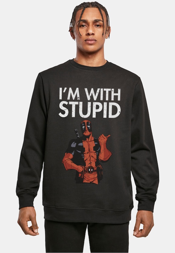 Deadpool - I Am With Stupid Crewneck-0