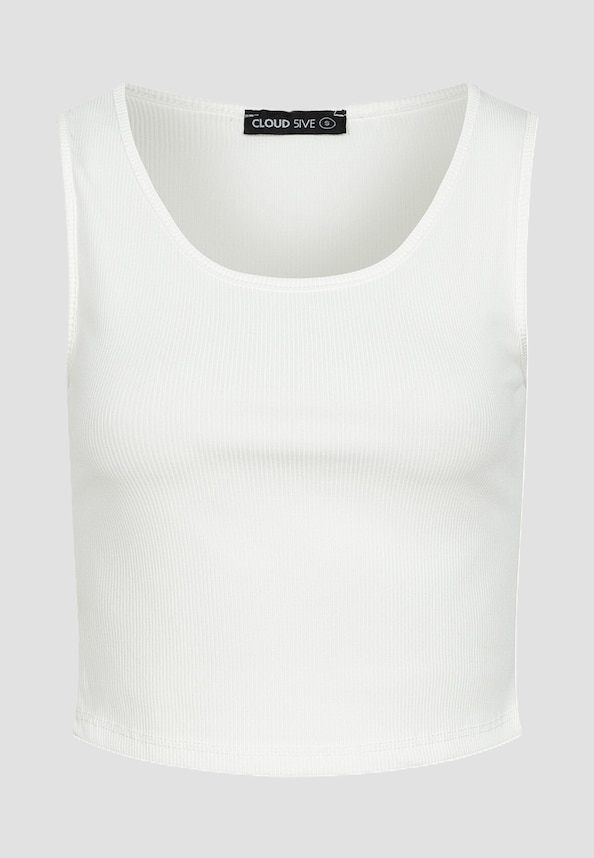 Ribbed Cropped Top Rundhals-0