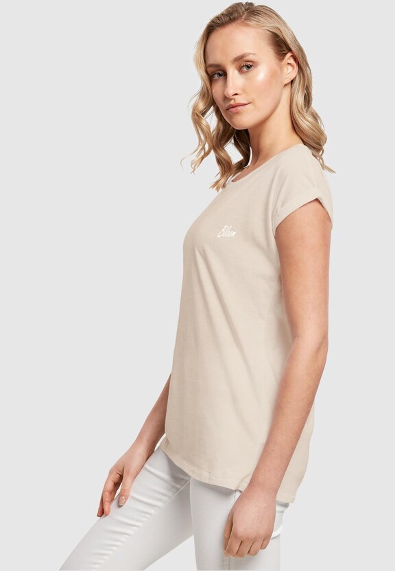 Ladies Flowers Bloom Extended Shoulder Tee-2