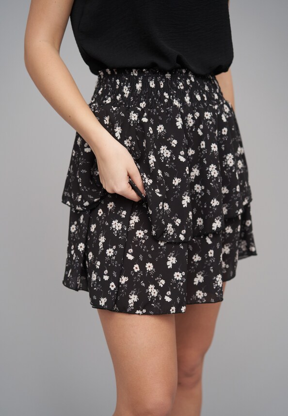Tiered Skirt Ditsy Print-5