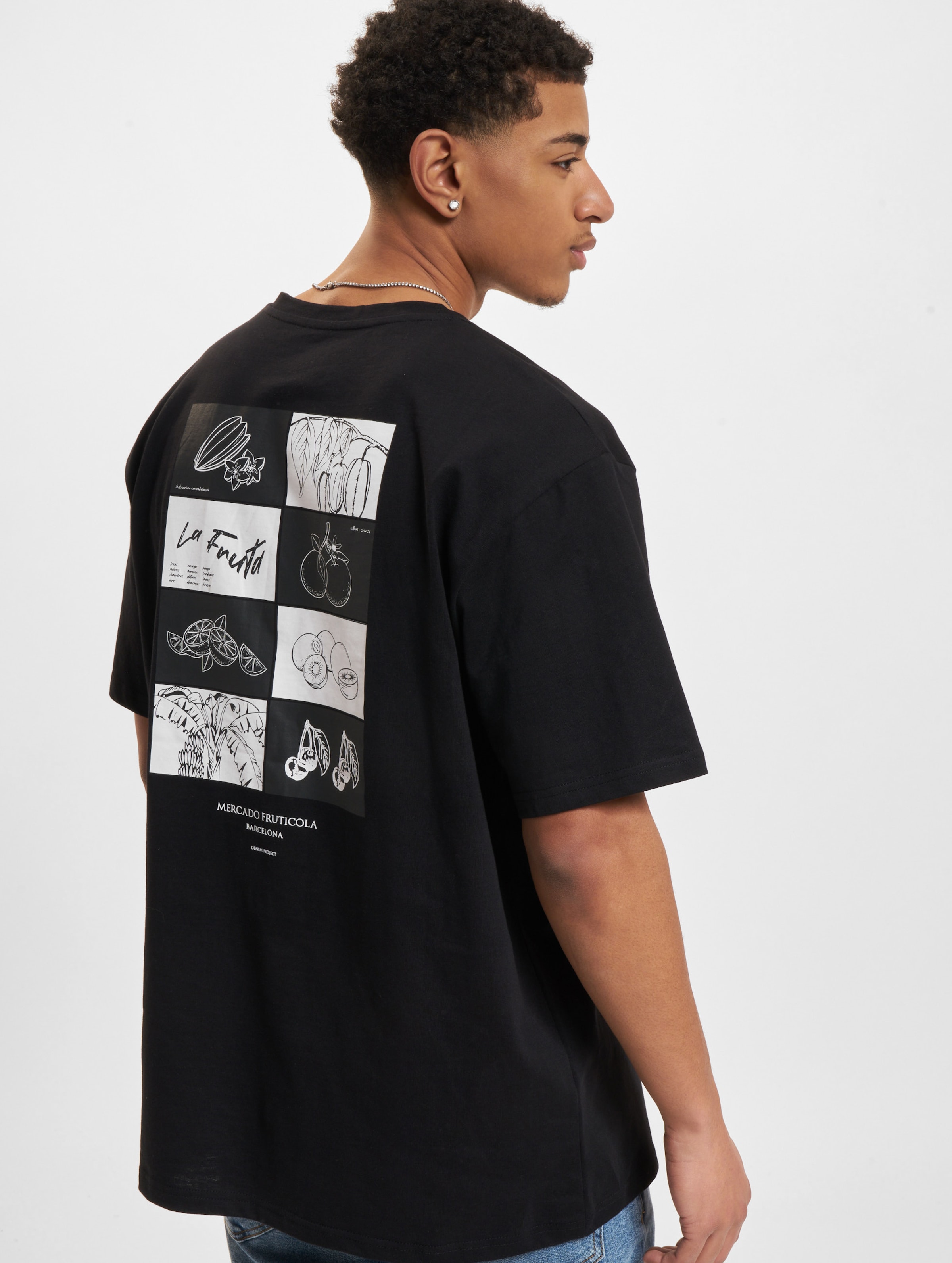 Denim Project Barcelona Fruit T-Shirt Mannen op kleur zwart, Maat XL
