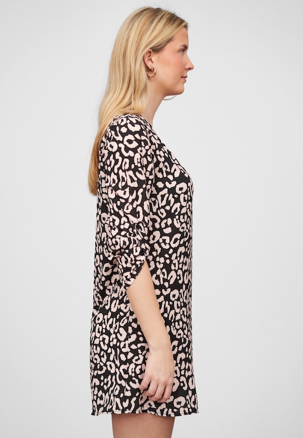 Cloud5ive Damen Turn-Up Crepe Kleid mit Animal Print-3