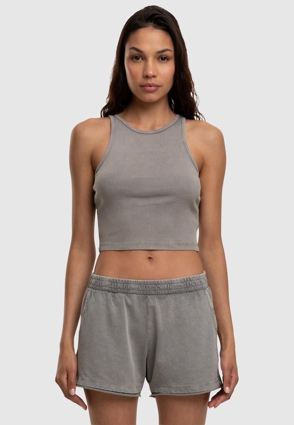 Ladies Washed Rib Jersey Cropped Top-2