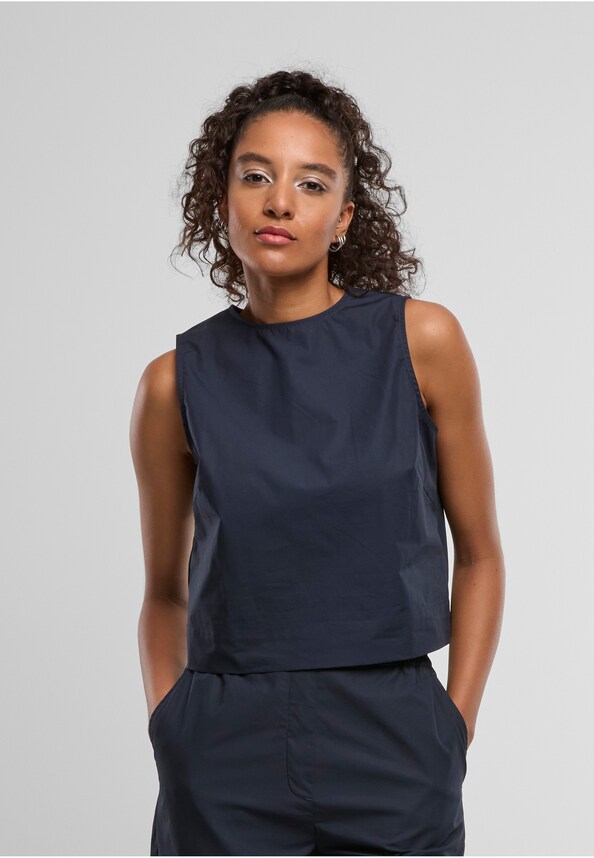 Ladies Popeline Cropped Top-0