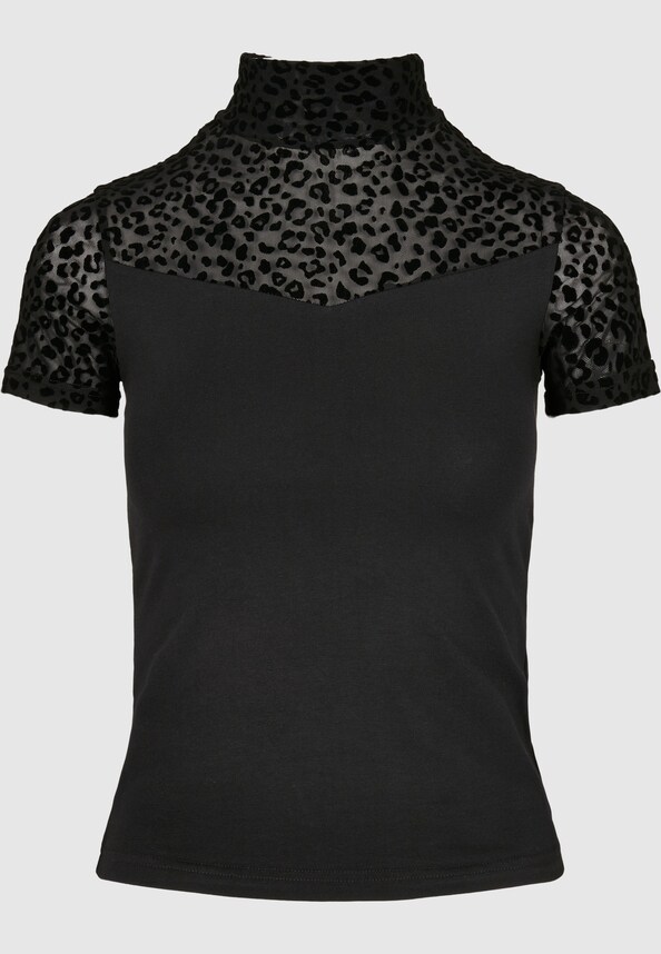 Ladies Flock Lace Turtleneck Tee-4