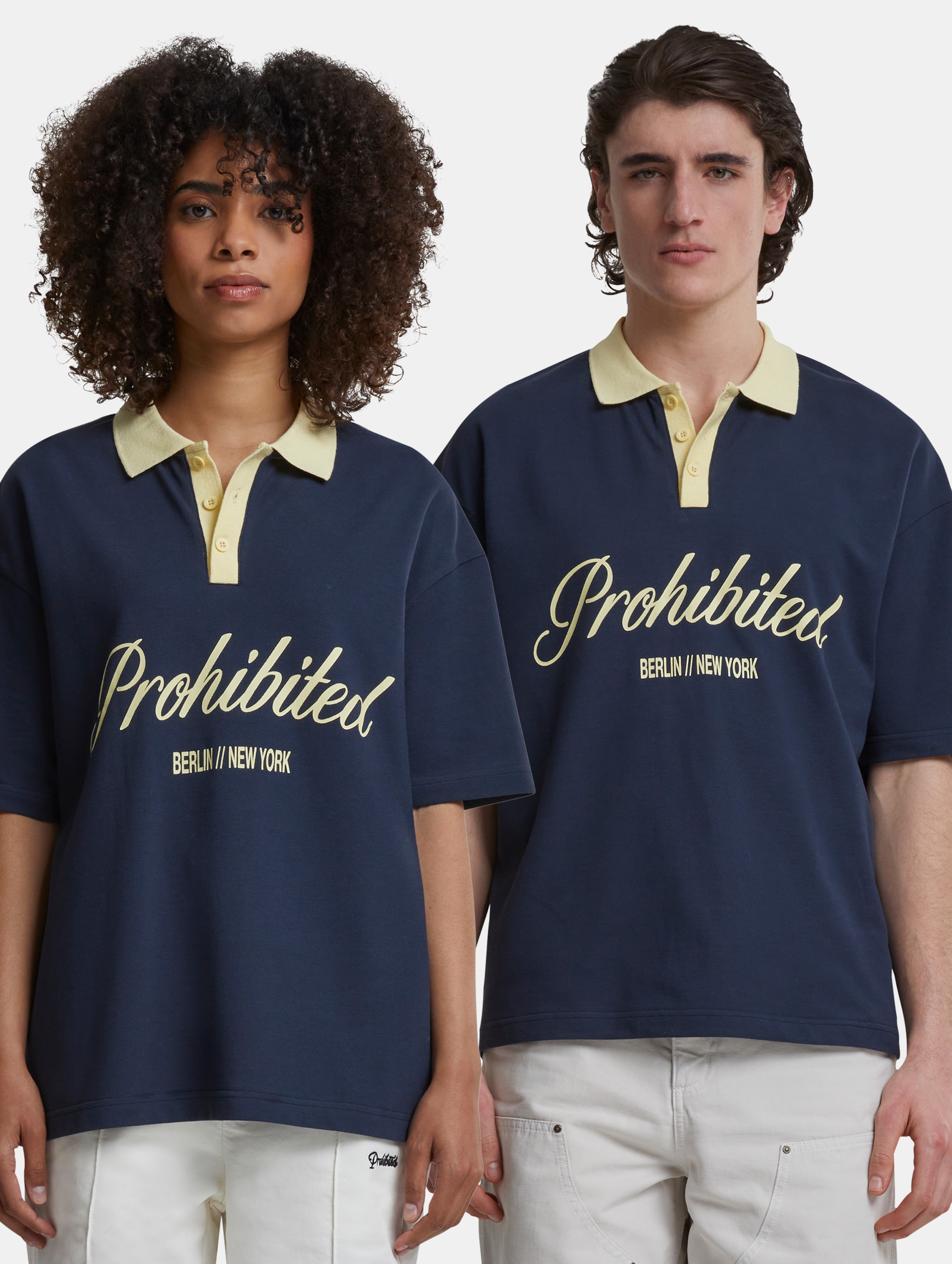 Prohibited Typo Poloshirts Frauen,Männer,Unisex op kleur blauw, Maat L
