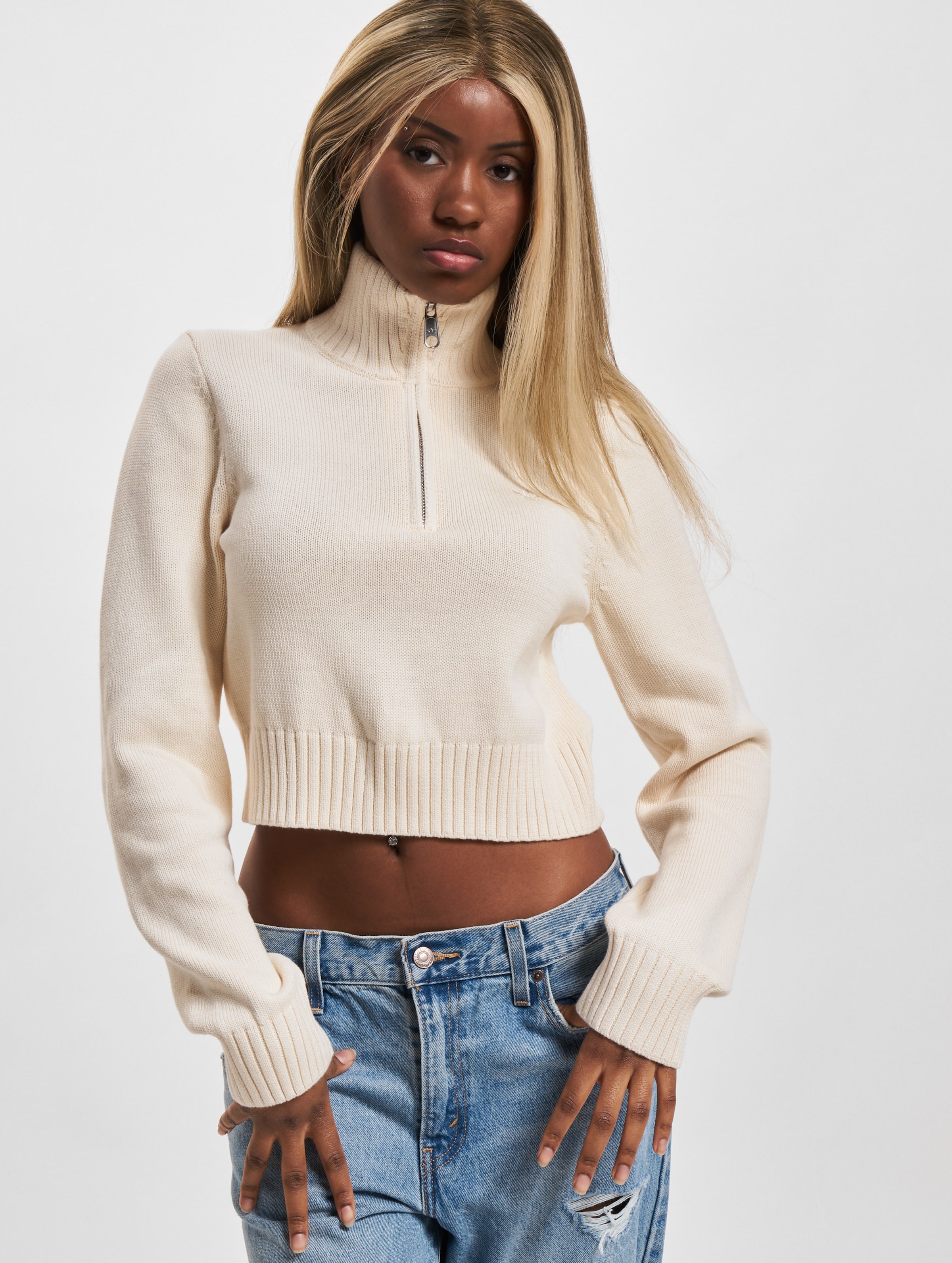 adidas Originals Premium Essentials Knit Half Zip Pullover Vrouwen op kleur beige, Maat XS