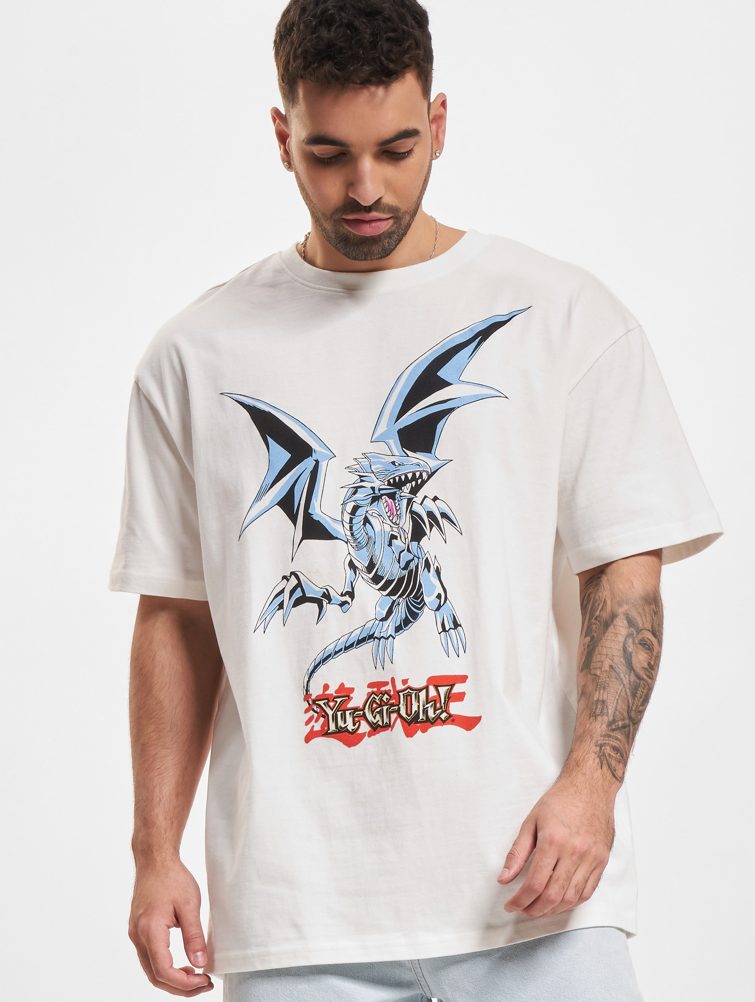 Mister Tee Upscale Yu-Ghi-Oh Blue Eyes White Dragon Heavy Oversize Mannen op kleur wit, Maat 5XL