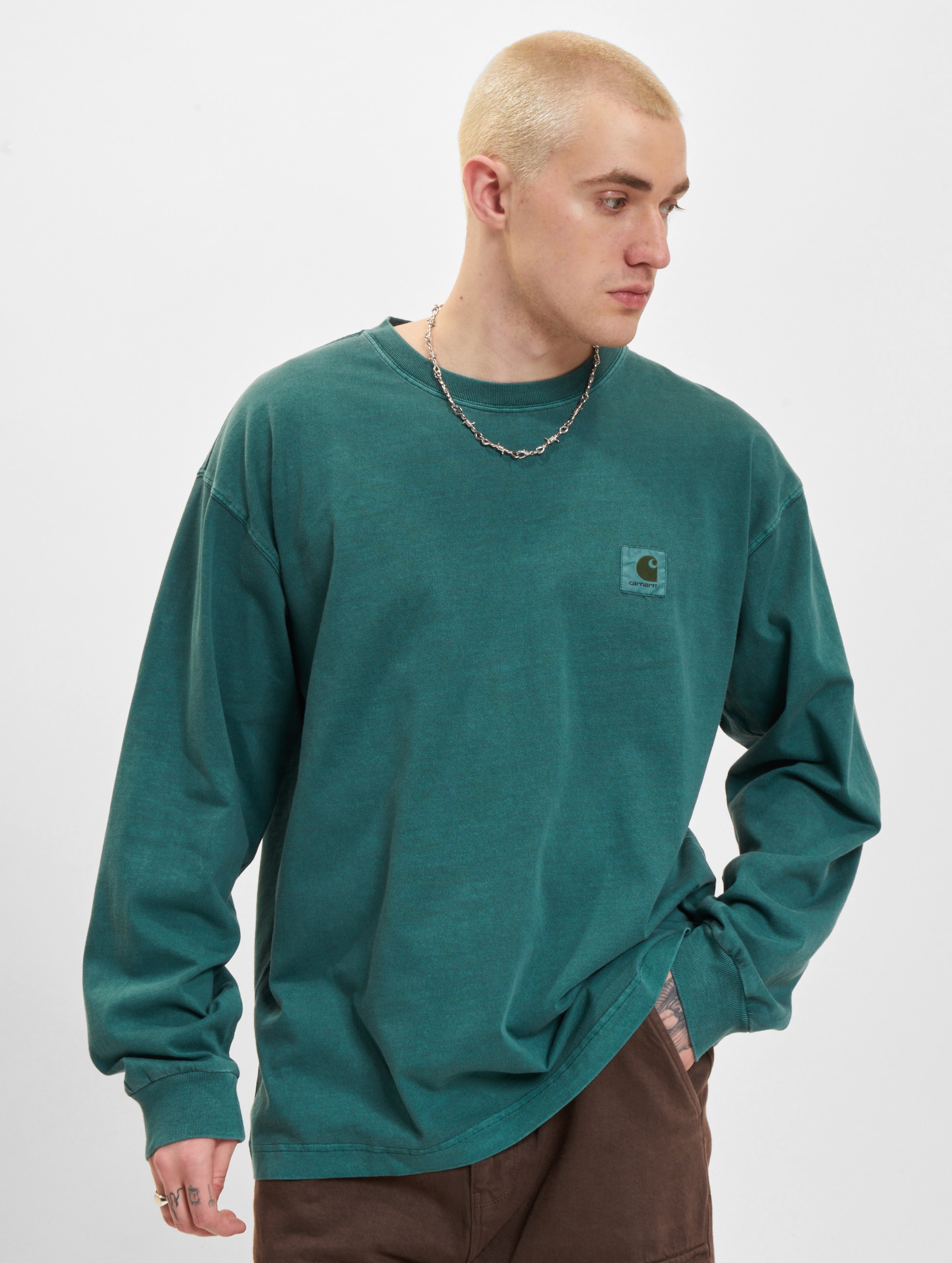 Carhartt WIP Nelson Longsleeve Mannen op kleur turkoois, Maat XS