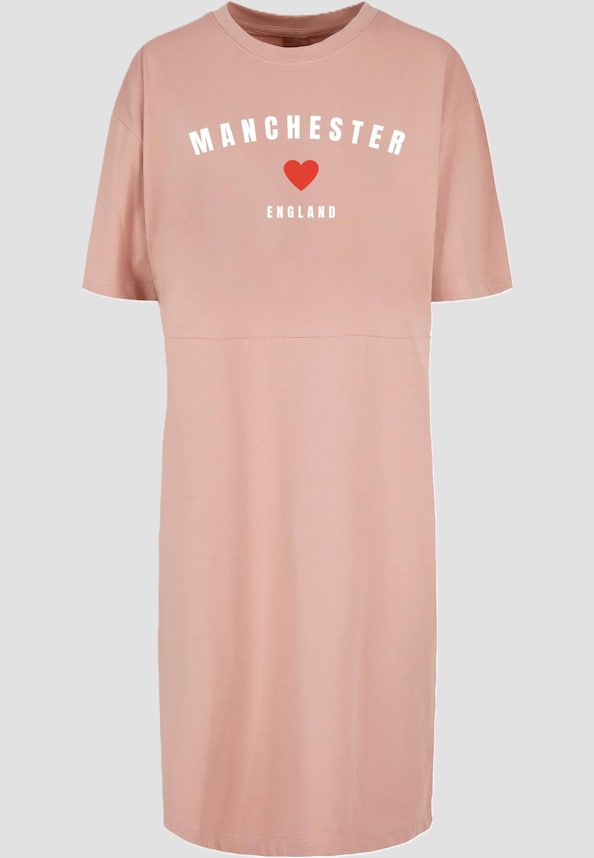 Ladies Manchester X  Organic Oversized Slit Tee Dress-2
