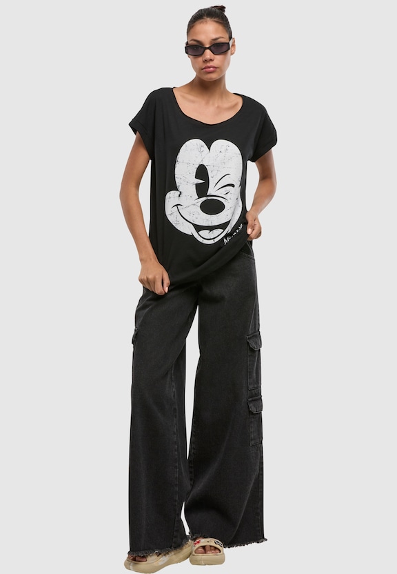 Disney Mickey Mouse Since Beaten Face CHAR CADT with Ladies Long Slub -3