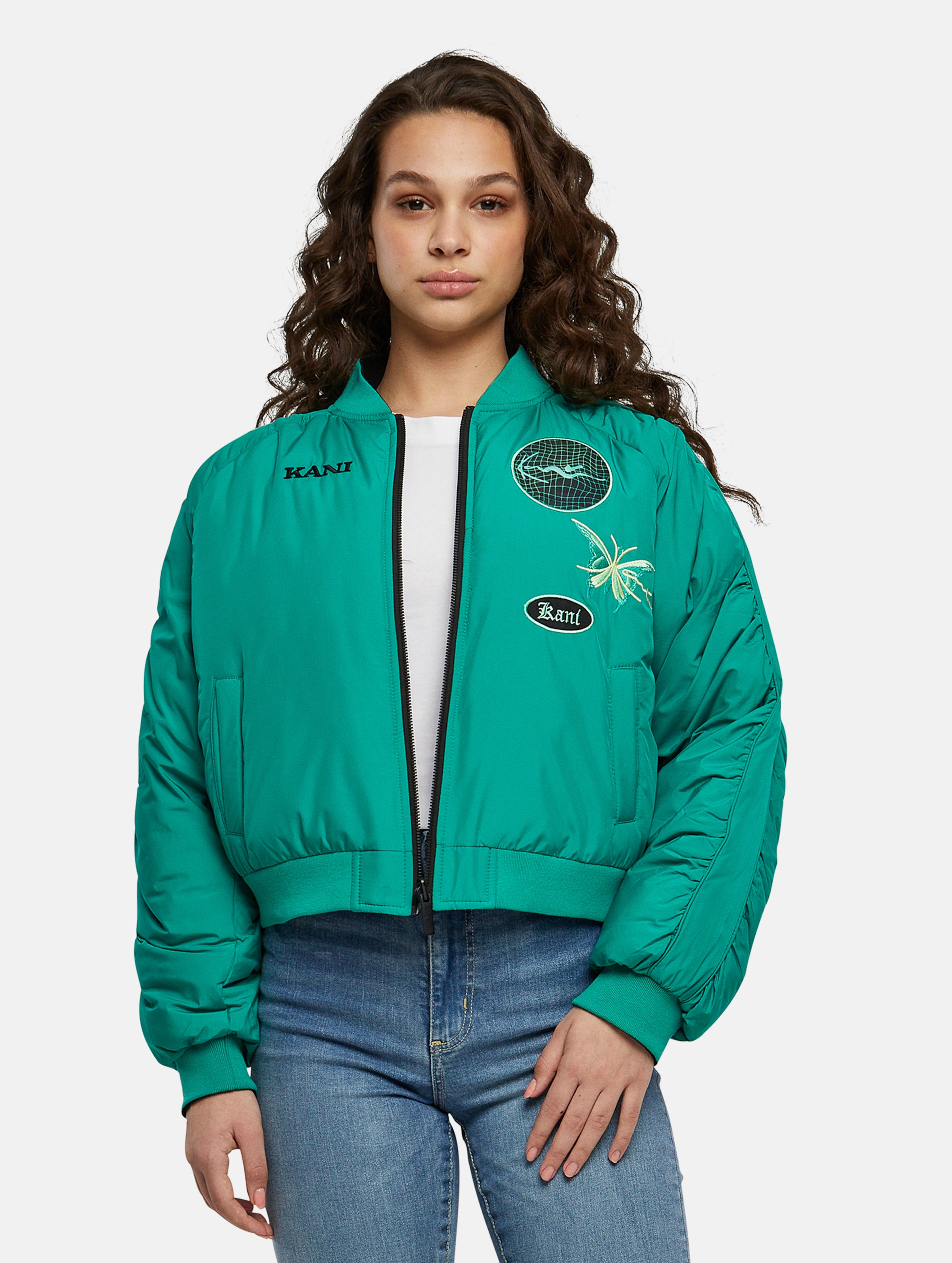 Karl Kani Chest Retro Reversible Bomber Jacket Vrouwen op kleur groen, Maat L