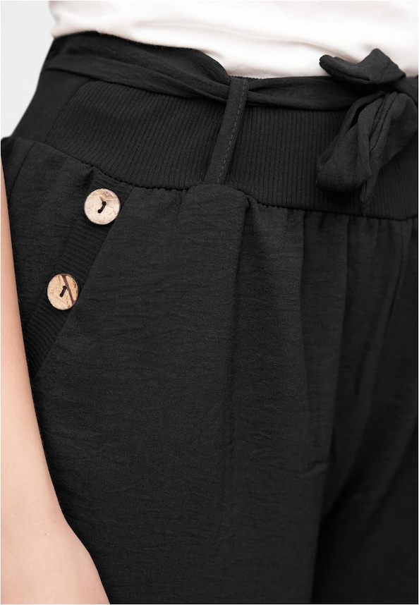 Cloud5ive Damen Sommer Hose Knopfleiste und Bindegürtel 2-Pockets-4
