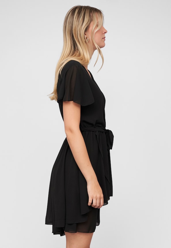 Chiffon Wrap-Dress with tie belt-3