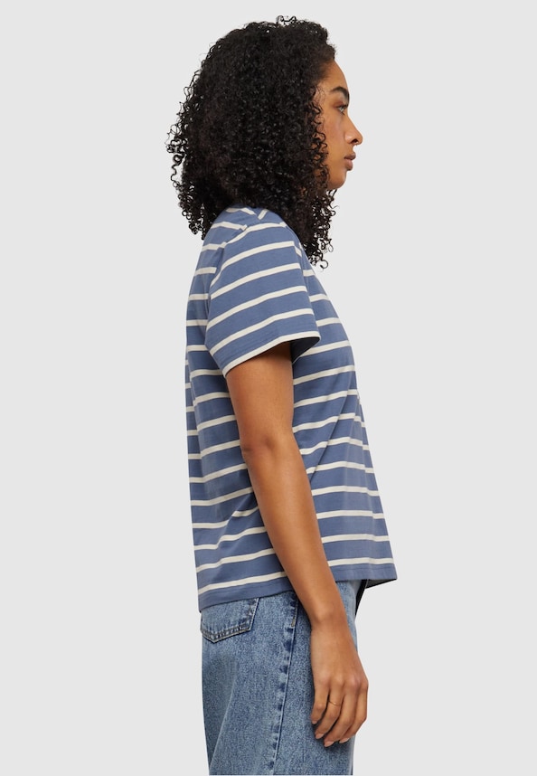 Ladies Striped Boxy Tee-3