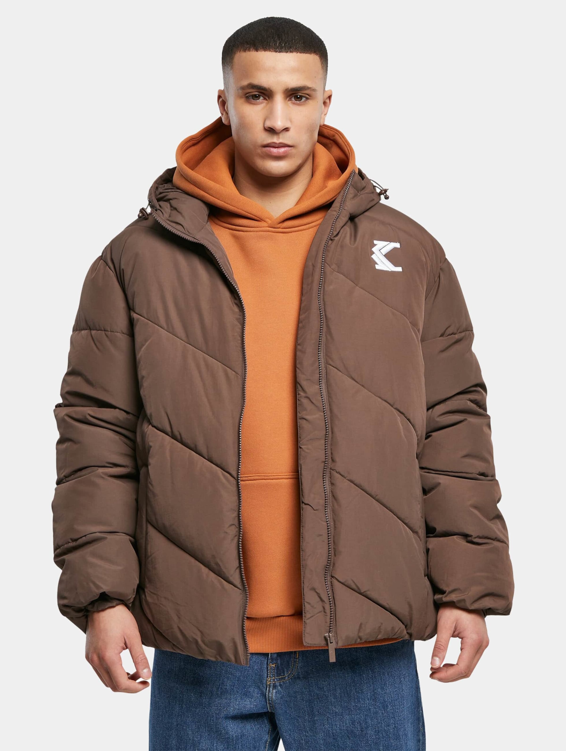 Karl Kani KM224-022-1 KK OG Hooded Puffer Jacket Mannen op kleur bruin, Maat XXS