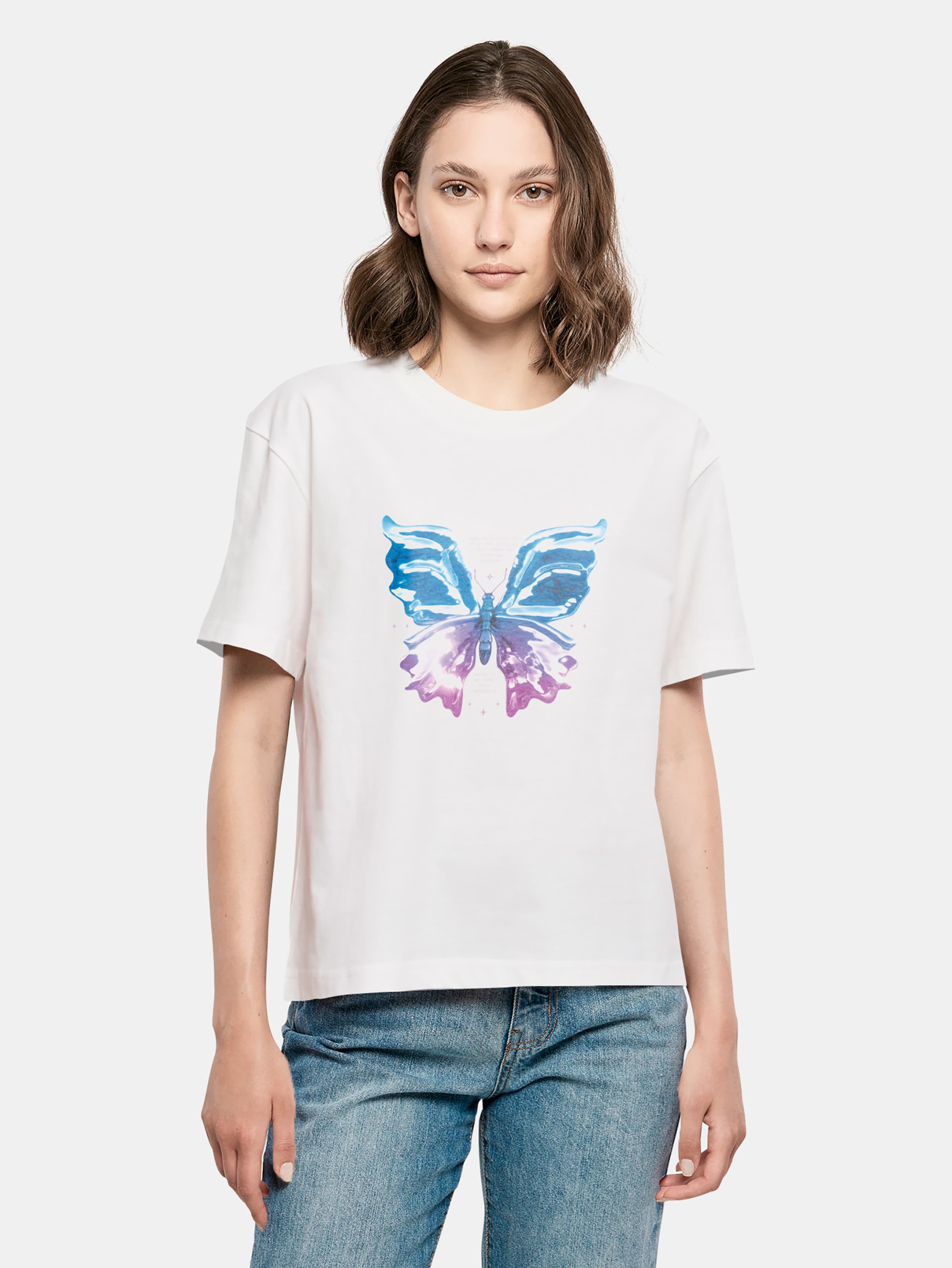 Miss Tee Chromed Butterfly T-Shirts op kleur wit, Maat XL