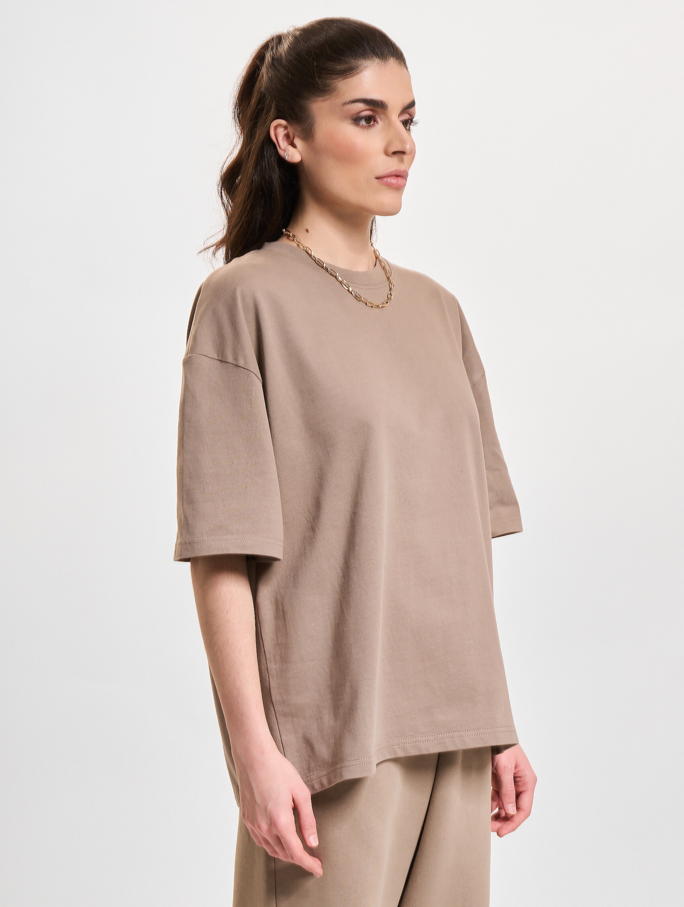 DEF Essential T-Shirt Vrouwen op kleur bruin, Maat S