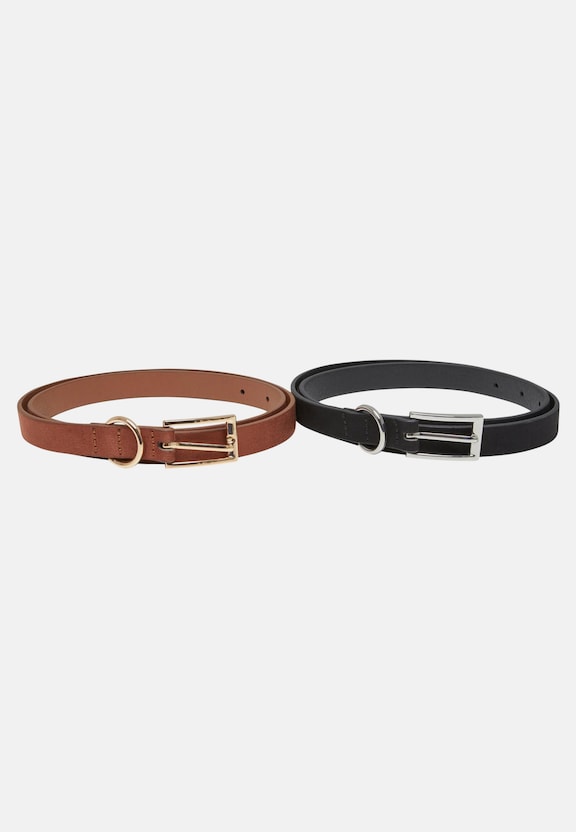 Slim Synthetic Velour Leather Belt 2-Pack-0