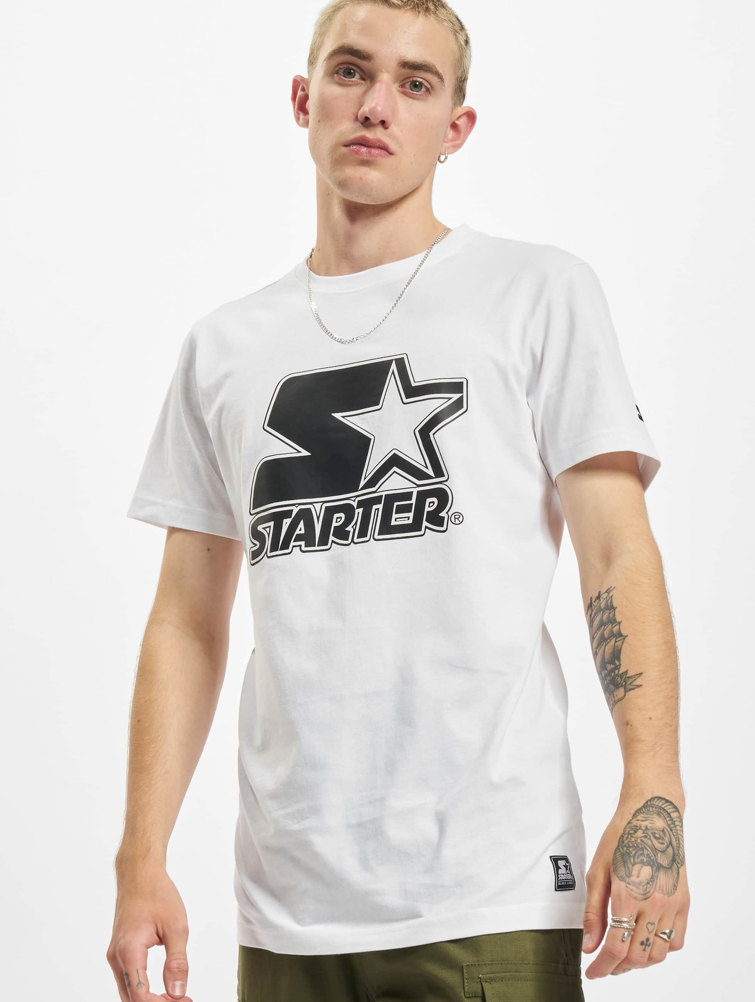 Starter Heren Tshirt -2XL- Contrast Logo Jersey Wit