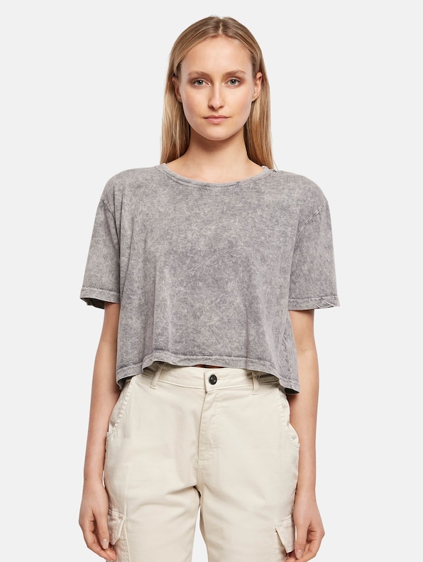 Ladies Acid Washed Cropped Tee-2