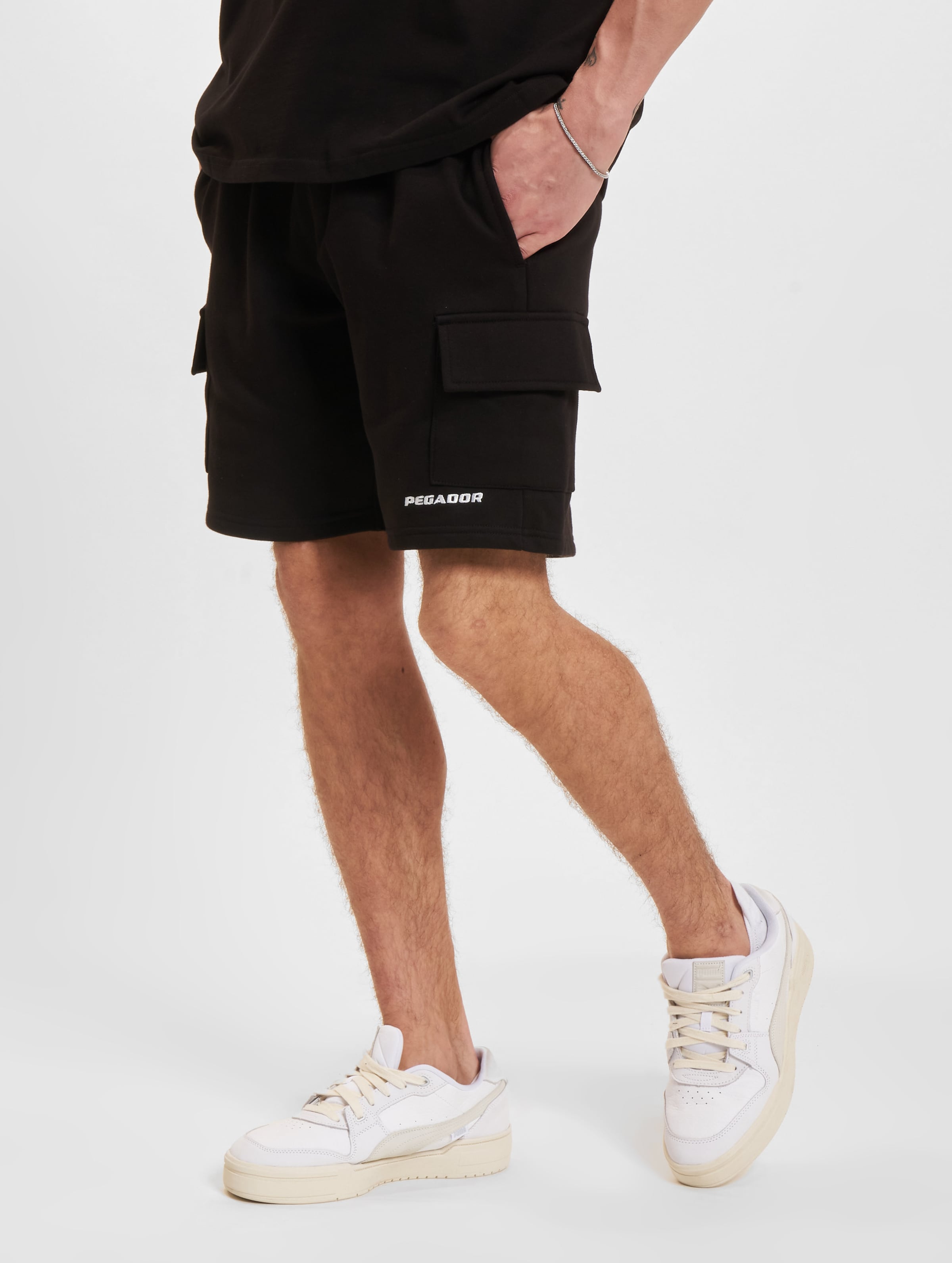 PEGADOR Pineda Heavy Sweat Cargo Shorts Männer,Unisex op kleur zwart, Maat S