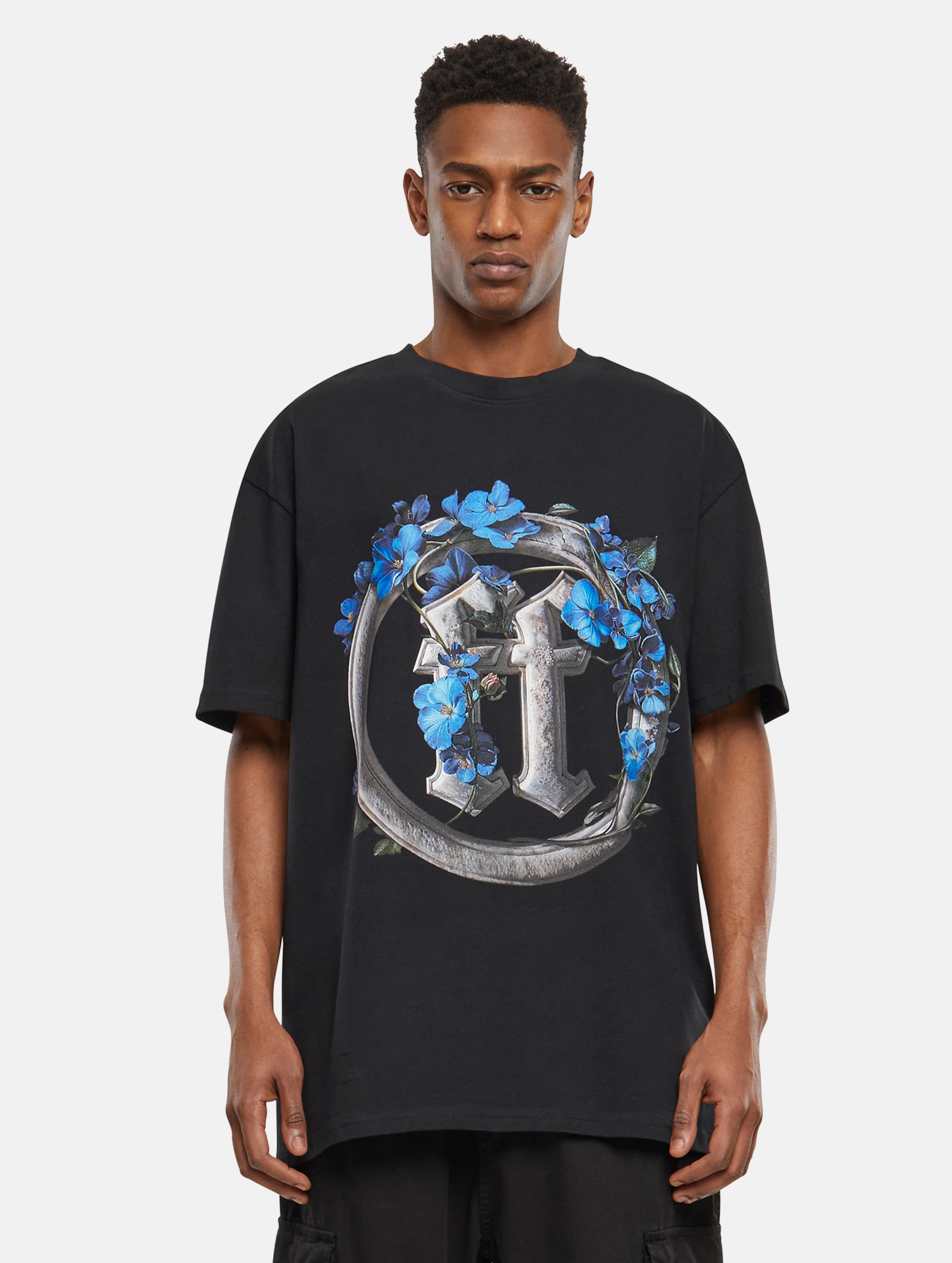 Forgotten Faces Faded Flowers Oversize T-Shirts Mannen op kleur zwart, Maat XL