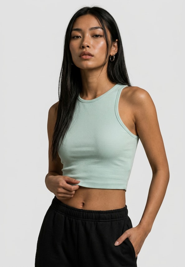 Ladies Cropped Rib-0