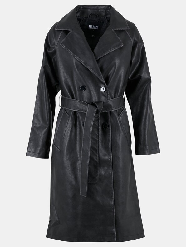 Urban Classics Ladies Vintage Leather Trenchcoat-4