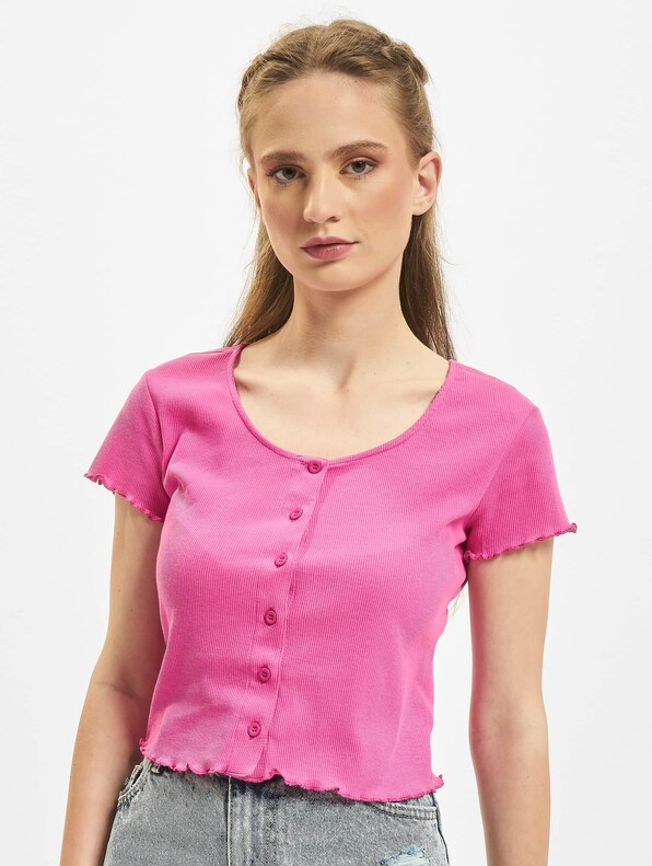 Ladies Cropped Button Up Rib-2