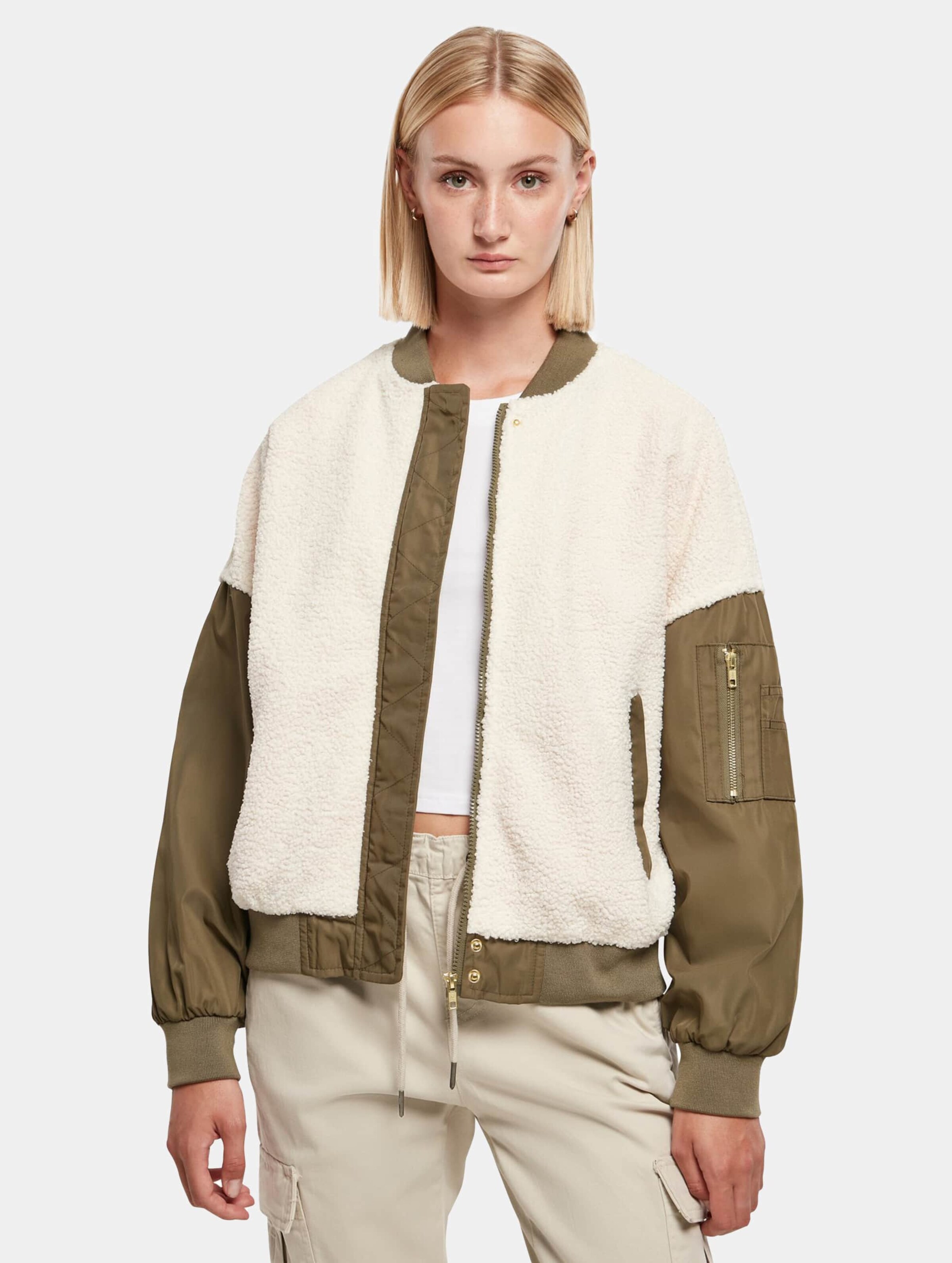 Beige bomber hot sale jacket ladies