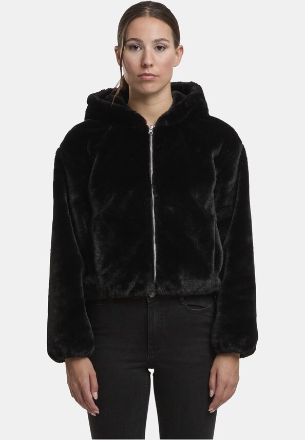 Ladies Full Zip Faux Fur Hoodie-2